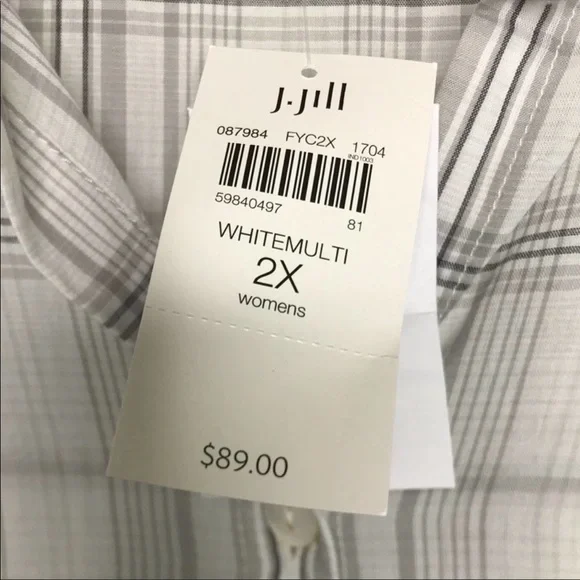 J Jill Plaid Top Cotton Button Up Shirt Collar Lightweight Plus Size 2X - Picture 6 of 6